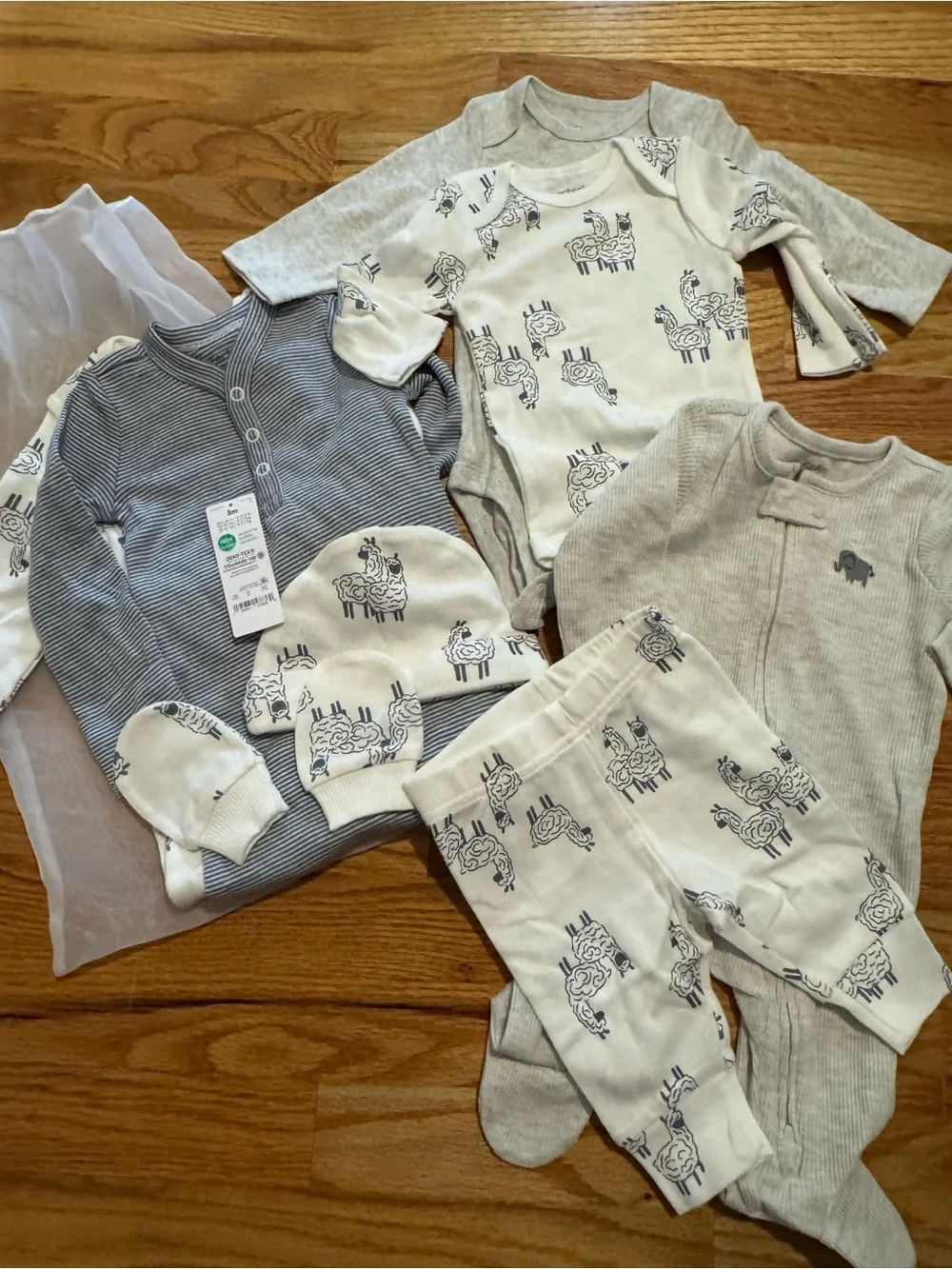8 piece set carters boy set 3m new w tags and gift set cotton blue stripe sheep